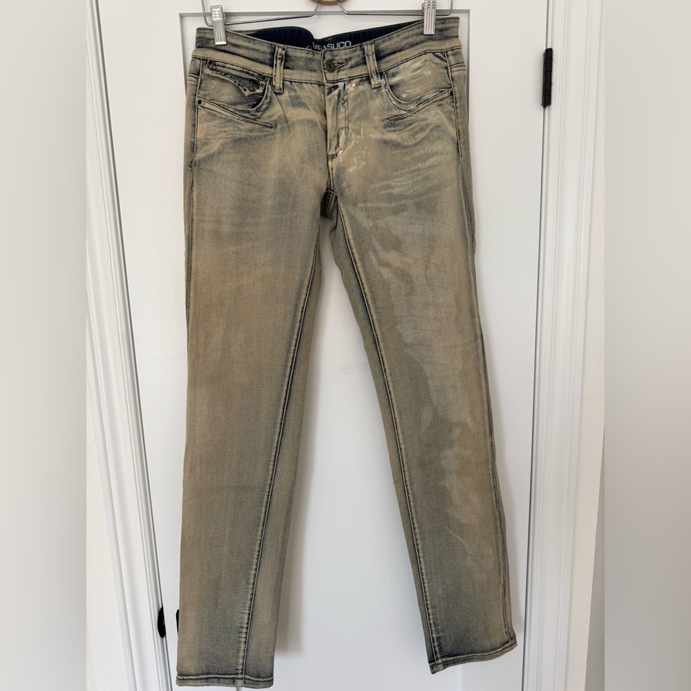 Parasuco Distressed Acid Wash Jeans Sz 30 Studded Y2K Vintage Denim Slim Fit